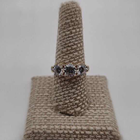 Size 8.75 Gold Over Sterling Silver Quality Cubic Zirconia Gems Ring A3222 - Picture 1 of 9
